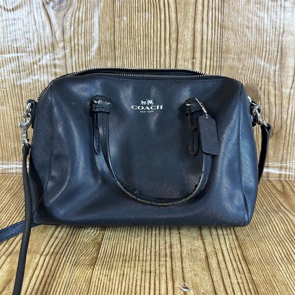 Coach Peyton Bennett Mini Satchel Black Leather Crossbody and Top Handles - Picture 4 of 16